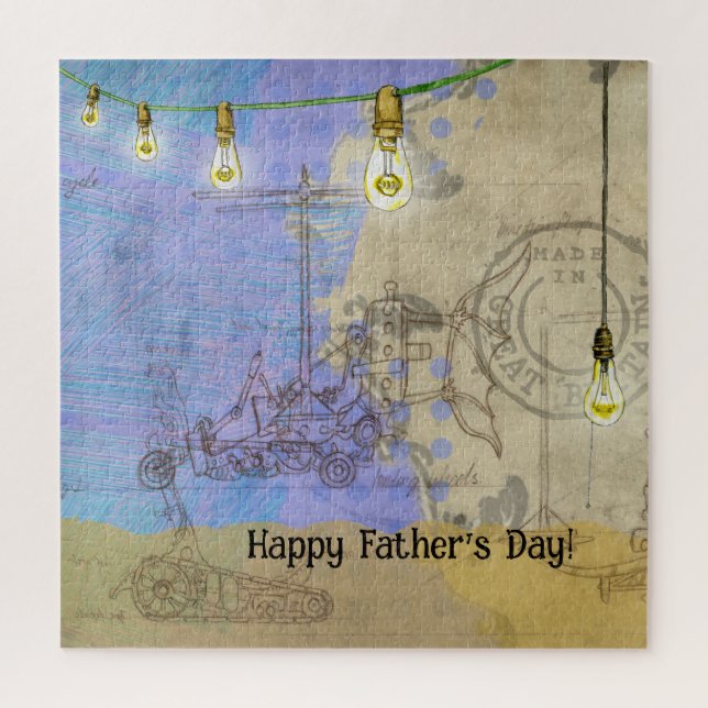 Puzzle Steampunk Mechank Edison Light Bulb Architect (Vertical)