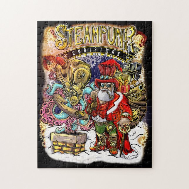 Puzzle Steampunk Santa Claus y Navidades de renos Octopus (Vertical)