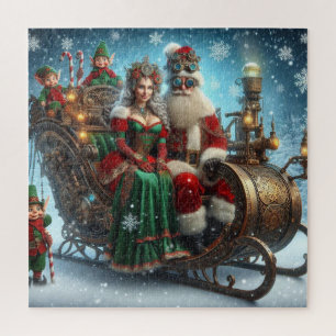Puzzle Steampunk Sled ~ Santa Con Esposa Y Elfos