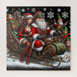 Puzzle Steampunk Sled ~ Santa Con Esposa Y Elves 02 XX
