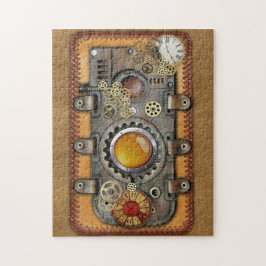 Puzzle Steampunk sobre el arte de pared de paneles de cue