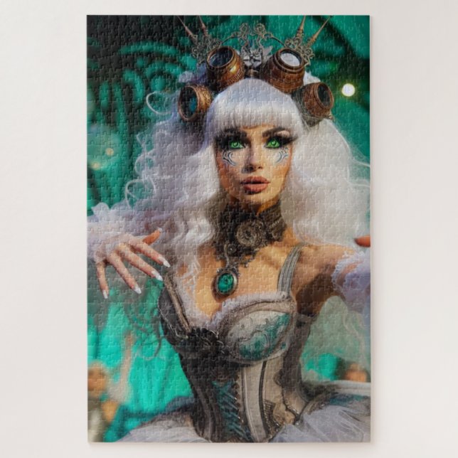 Puzzle Steampunk Victorian Futurista Bailarina Verde (Vertical)