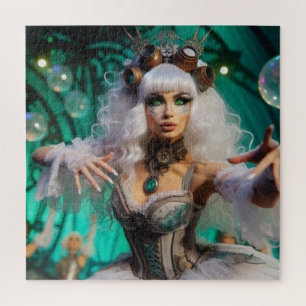 Puzzle Steampunk Victorian Futurista Bailarina Verde