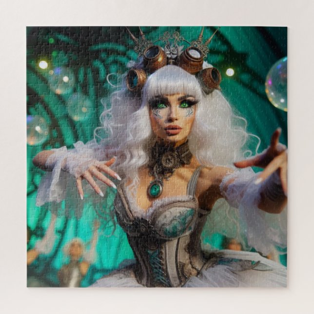 Puzzle Steampunk Victorian Futurista Bailarina Verde (Vertical)
