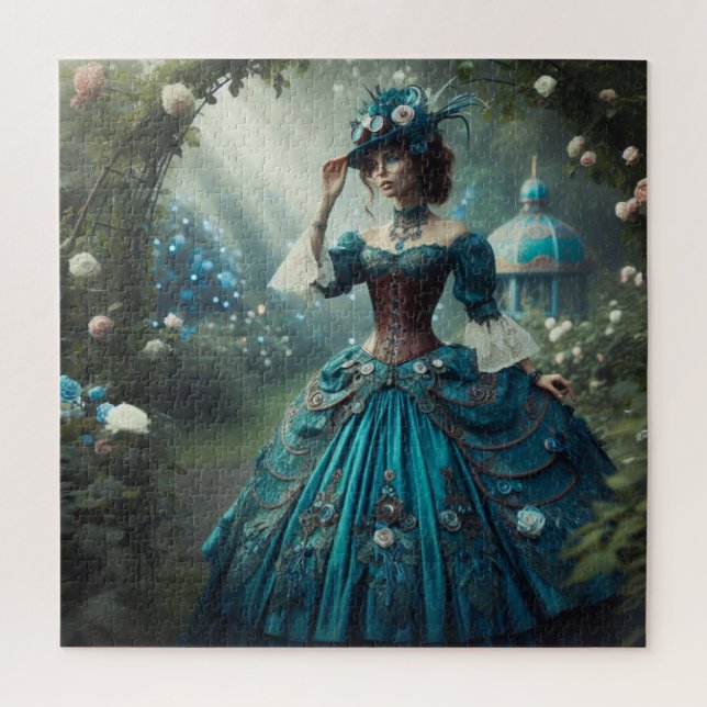 Puzzle Steampunk Vintage Victorian Garden Lady (Vertical)