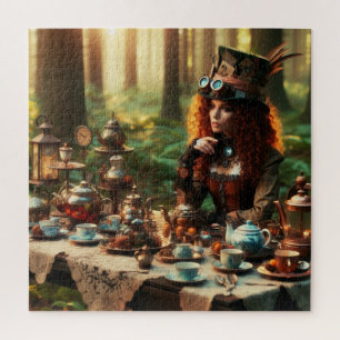 Puzzle Steampunk Vintage Victorian Lady Mad Hatter
