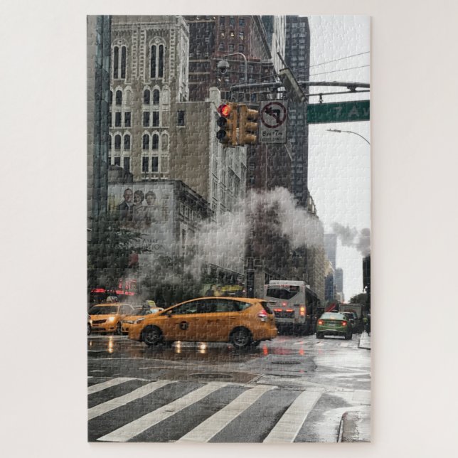 Puzzle Steamy Day New York City NYC Taxi Amarillo (Vertical)