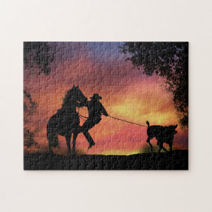 Puzzle Steer Roping Country Western Cowboy