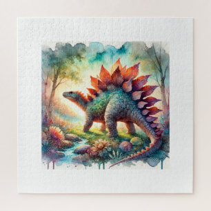 Puzzle Stegosaurus in Watercolor 180724AREF126 - Watercol