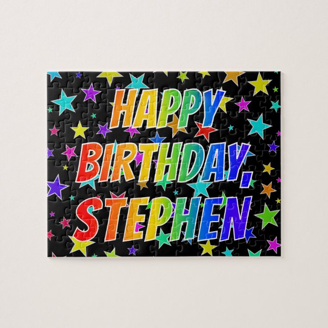 Puzzle "STEPHEN" Nombre, Diversión "FELIZ CUMPLEAÑOS" (Horizontal)