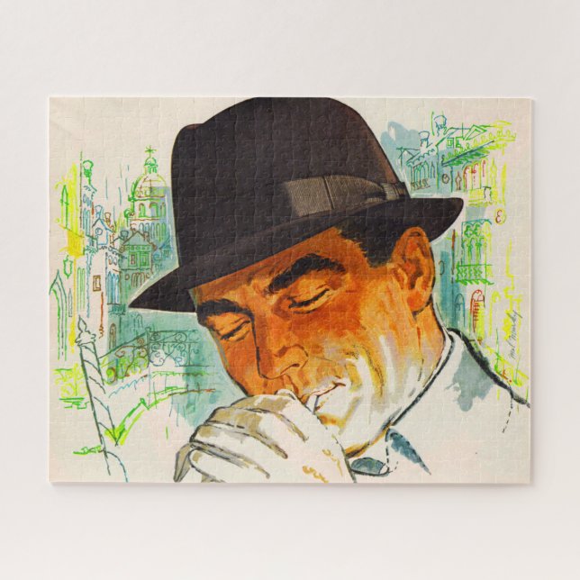 Puzzle Stetson gorra man encendiendo un cigarrillo (Horizontal)