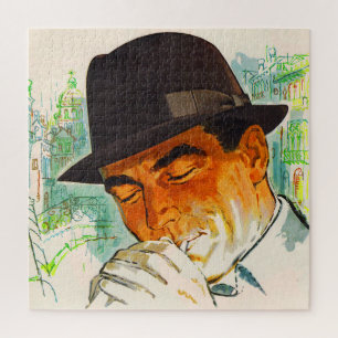Puzzle Stetson gorra man encendiendo un cigarrillo