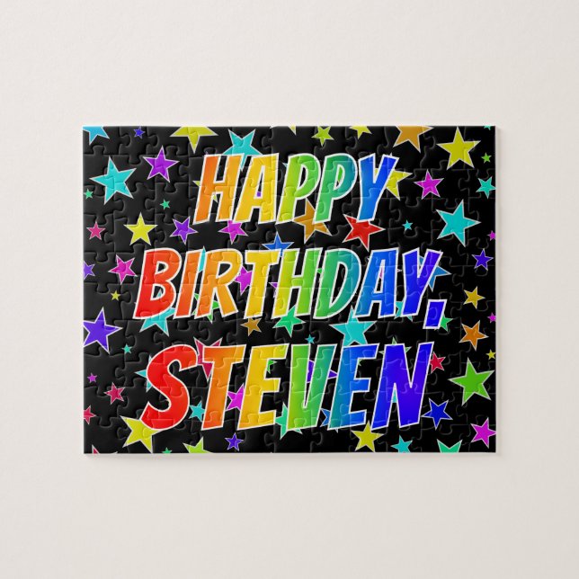 Puzzle "STEVEN" Nombre, Diversión "FELIZ CUMPLEAÑOS" (Horizontal)