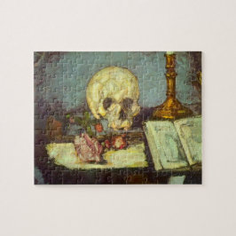 Puzzle Still Life w Skull, Candle, Libro de Paul Cezanne