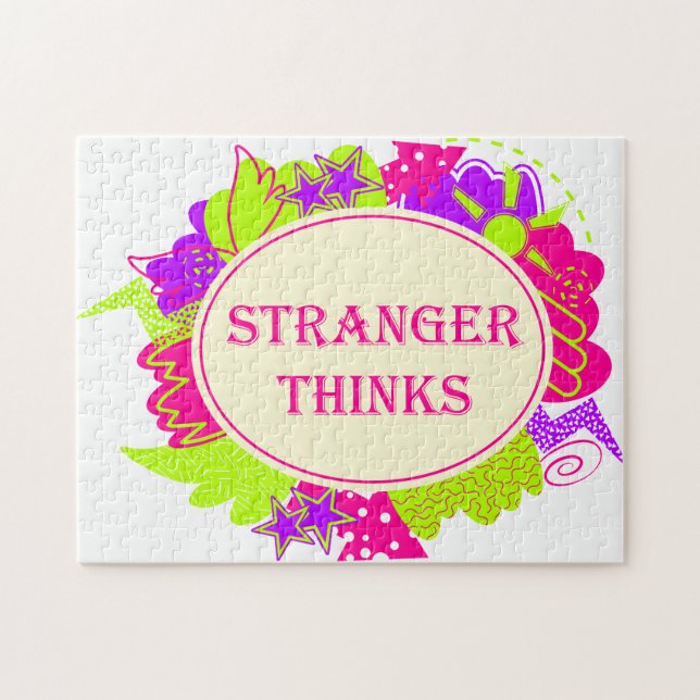 Puzzle Stranger thinks quote in 80s tv show style (Horizontal)