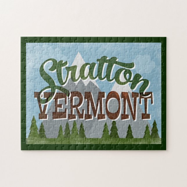Puzzle Stratton Vermont Fun Retro Snowy Mountains (Horizontal)
