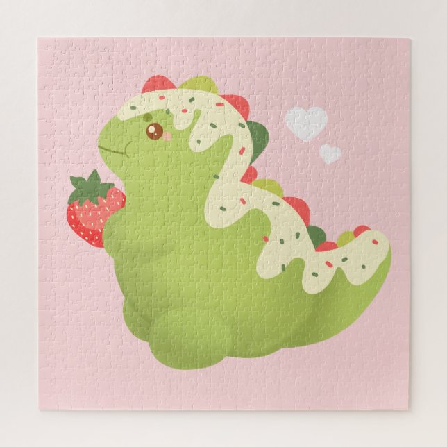 Puzzle Strawberry Matcha Dinosaur  (Vertical)