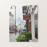 Street Scene Indian Restaurant London England