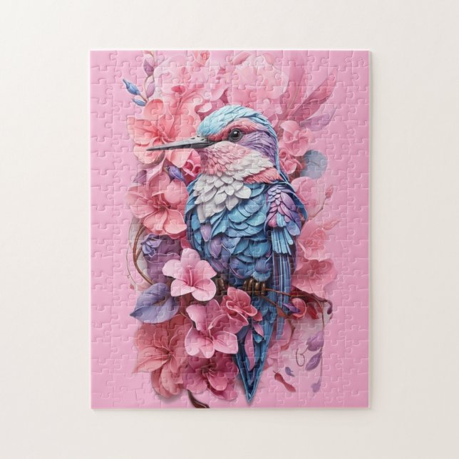 Puzzle Stunning Pastel Hummingbird Floral (Vertical)