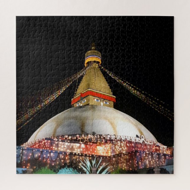 Puzzle Stupa Boudhanath, Katmandú de noche - Nepal (Vertical)