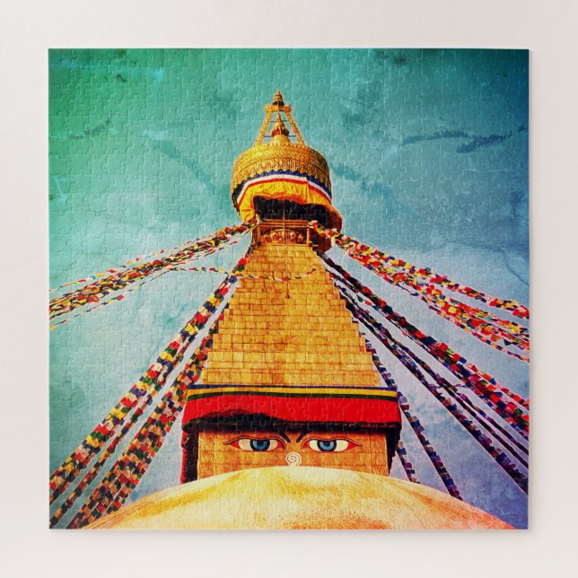 Puzzle Stupa Boudhanath, Ojos Budas, Himalayas /Nepal (Vertical)