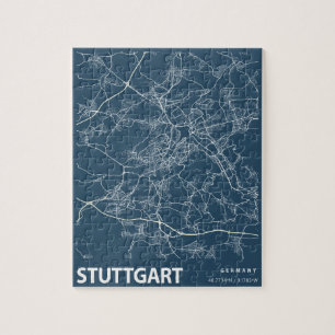 Puzzle Stuttgart Alemania Minimalista City Map Line Art
