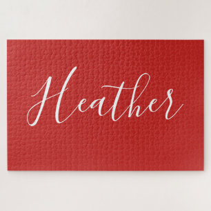 Puzzle Su escritura blanca personalizada en rojo