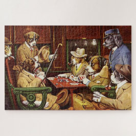 Puzzle Su Estación y Cuatro Ases Perros Jugando Póquer
