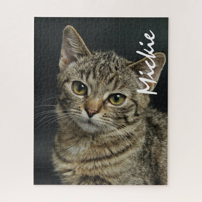Puzzle Su foto de Mascota de gato Nombre personalizado de (Vertical)