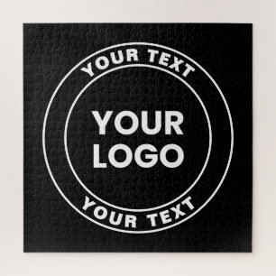 Puzzle Su logotipo cargado + texto circular en negrita 