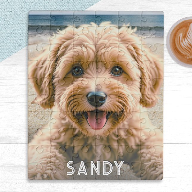 Puzzle Su Mascota de foto de perro Keepsake personalizado (A jigsaw puzzle personalized with a photo of your dog and your pet's name)