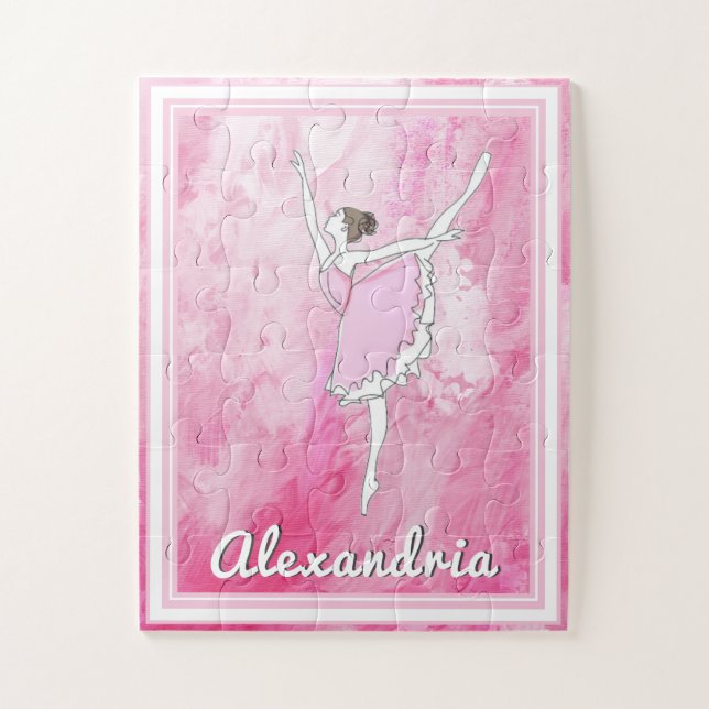 Puzzle Su nombre aquí: Chica de bailarina rosada (Vertical)