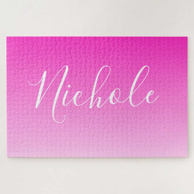 Puzzle Su nombre o palabra | Degradado rosa Personalizabl (Horizontal)