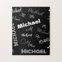 Su nombre y patrón personalizado monograma negro