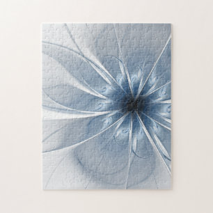 Puzzle Suave y delicado flor de fantasía fractal azul
