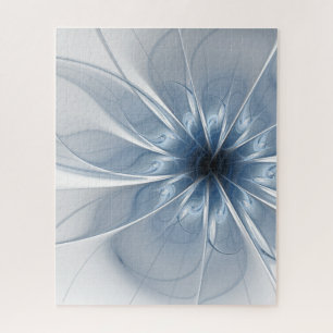 Puzzle Suave y delicado flor de fantasía fractal azul