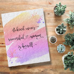 Puzzle Successful Woman Chic Pink Watercolor Typography<br><div class="desc">“Behind every successful woman is herself.” So who needs Prince Charming? Make your own “happily ever after” and embrace “girl power” whenever you work on this stylish, colorful, inspirational feminist jigsaw puzzle with sweet black handwritten script typography overlaying a yellow, peach, pink and purple ombre watercolor splash. Makes a great...</div>
