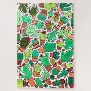 Puzzle Suculento Cactus Potted Plants Green Cacti Garden