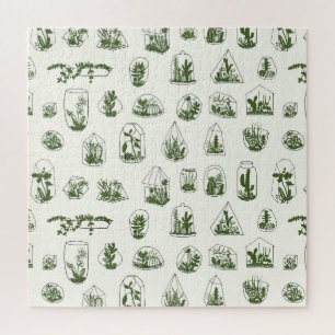 Puzzle Suculento Florario: Diseño Geométrico Vintage.