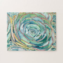 Puzzle Suculento rompecabezas: Rosa azul Echeveria