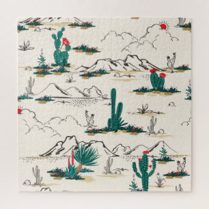 Puzzle Suculentos de Cactus: Floral de Desierto Vintage.