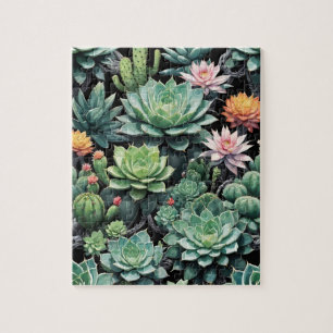 Puzzle Suculentos y Cactus florecientes
