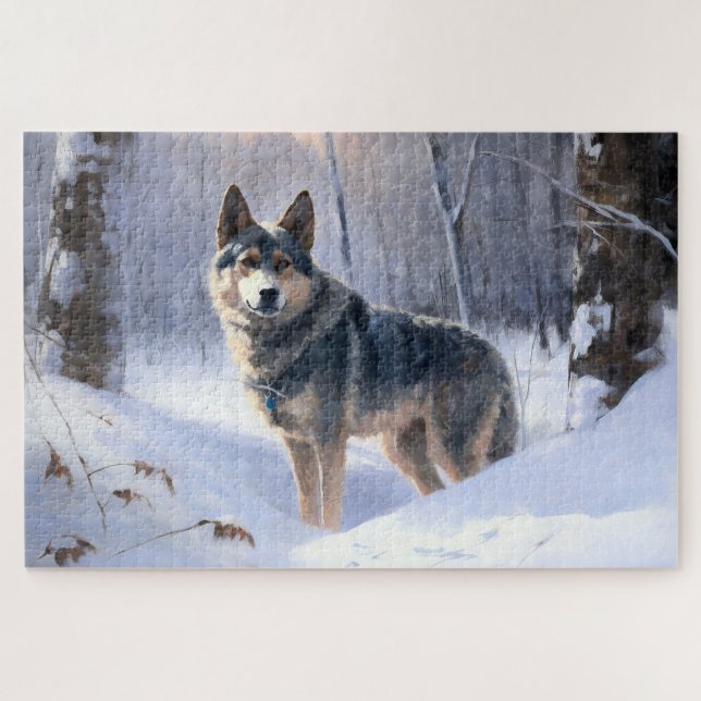 Puzzle Sueco Vallhund deja que nieve Navidades (Horizontal)