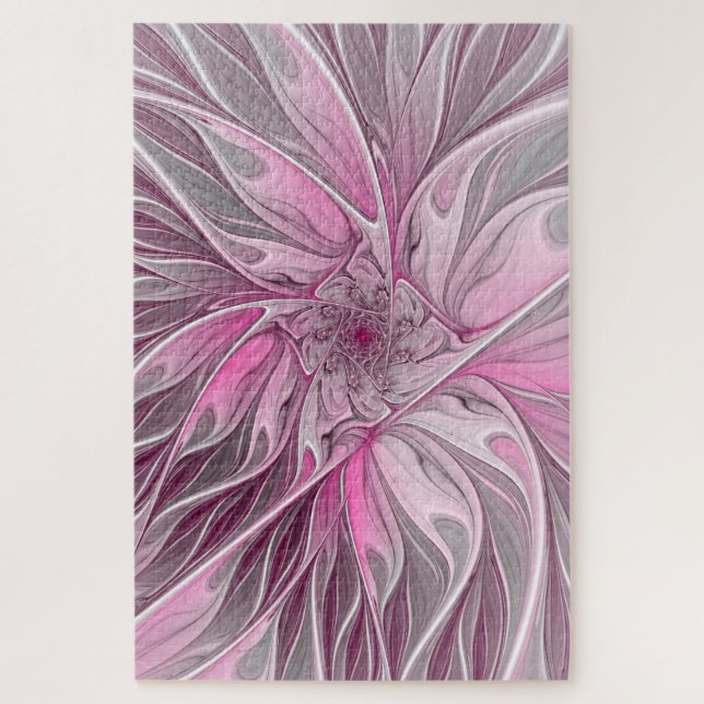 Puzzle Sueño de flores rosadas fractales, patrón de fanta (Vertical)