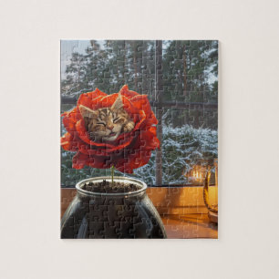 Puzzle Sueño de gato rosa
