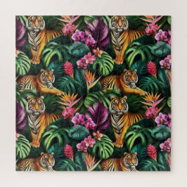 Puzzle Sueño de jungla de tigres Patrón de superficie sin