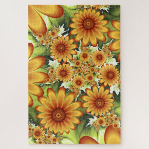 Puzzle Sueño floral, arte fractal de flores abstractas mo