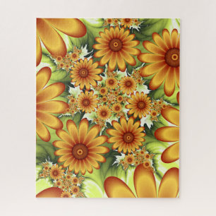 Puzzle Sueño floral, arte fractal de flores abstractas mo