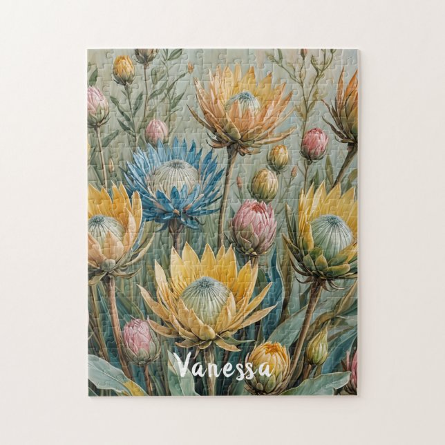 Puzzle Sueño Pastel Protea: Floral elegante (Vertical)
