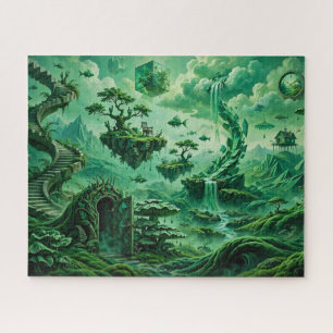 Puzzle Sueños Esmeralda Paisaje Surrealista Tonos de Verd